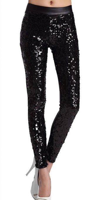 Lotus Instyle Faux Leather Leggings with Sequins