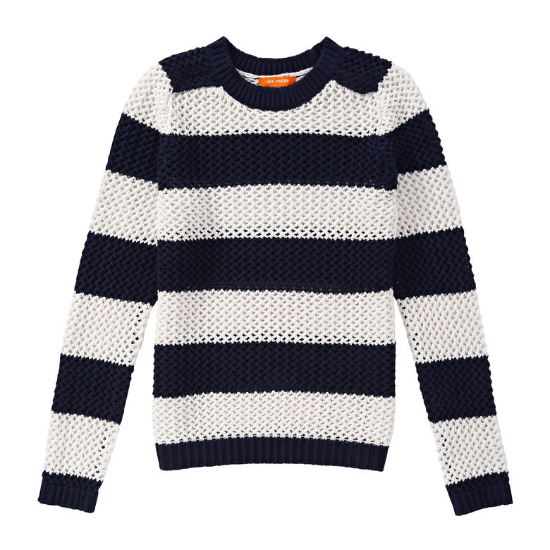 Joe Fresh Stripe Crochet Sweater