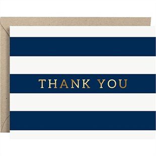 Navy Foil Stripe Thank you Cards