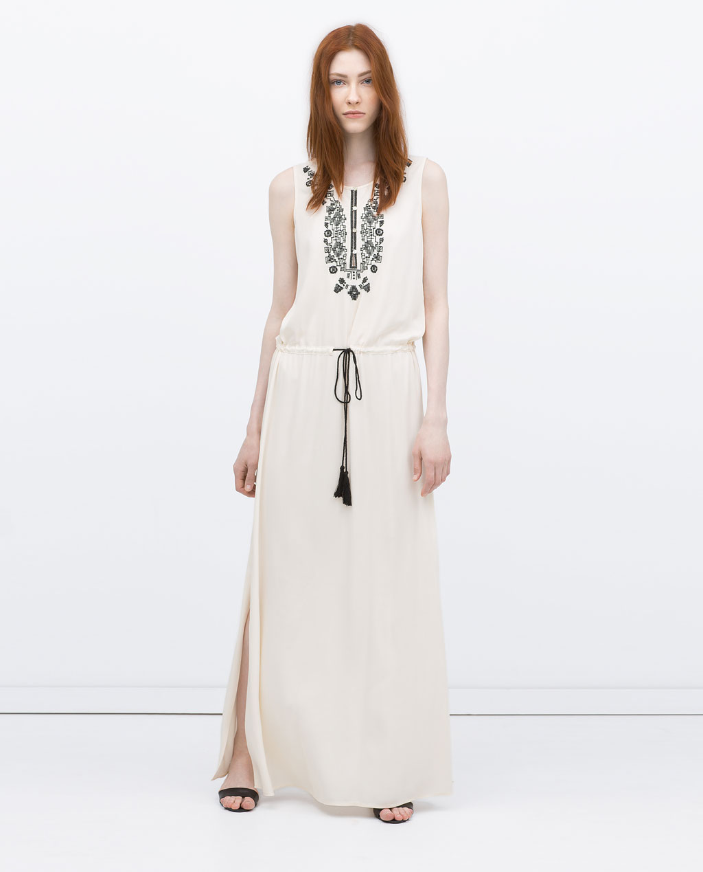 Zara Long Embroidered Dress