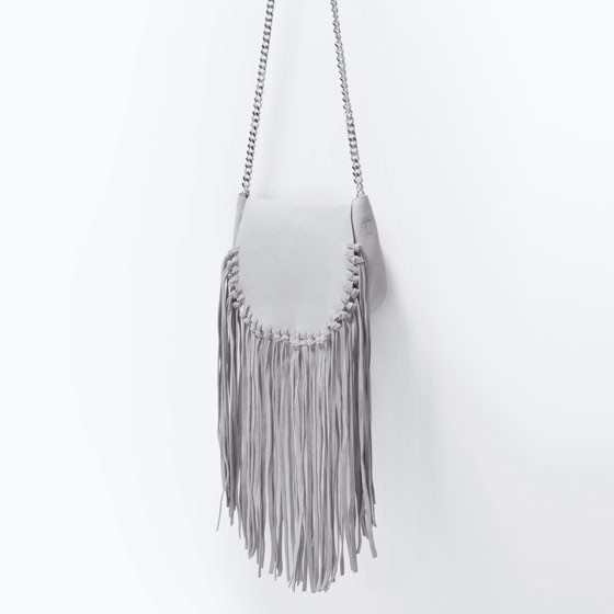 Zara Fringed Leather messenger bag