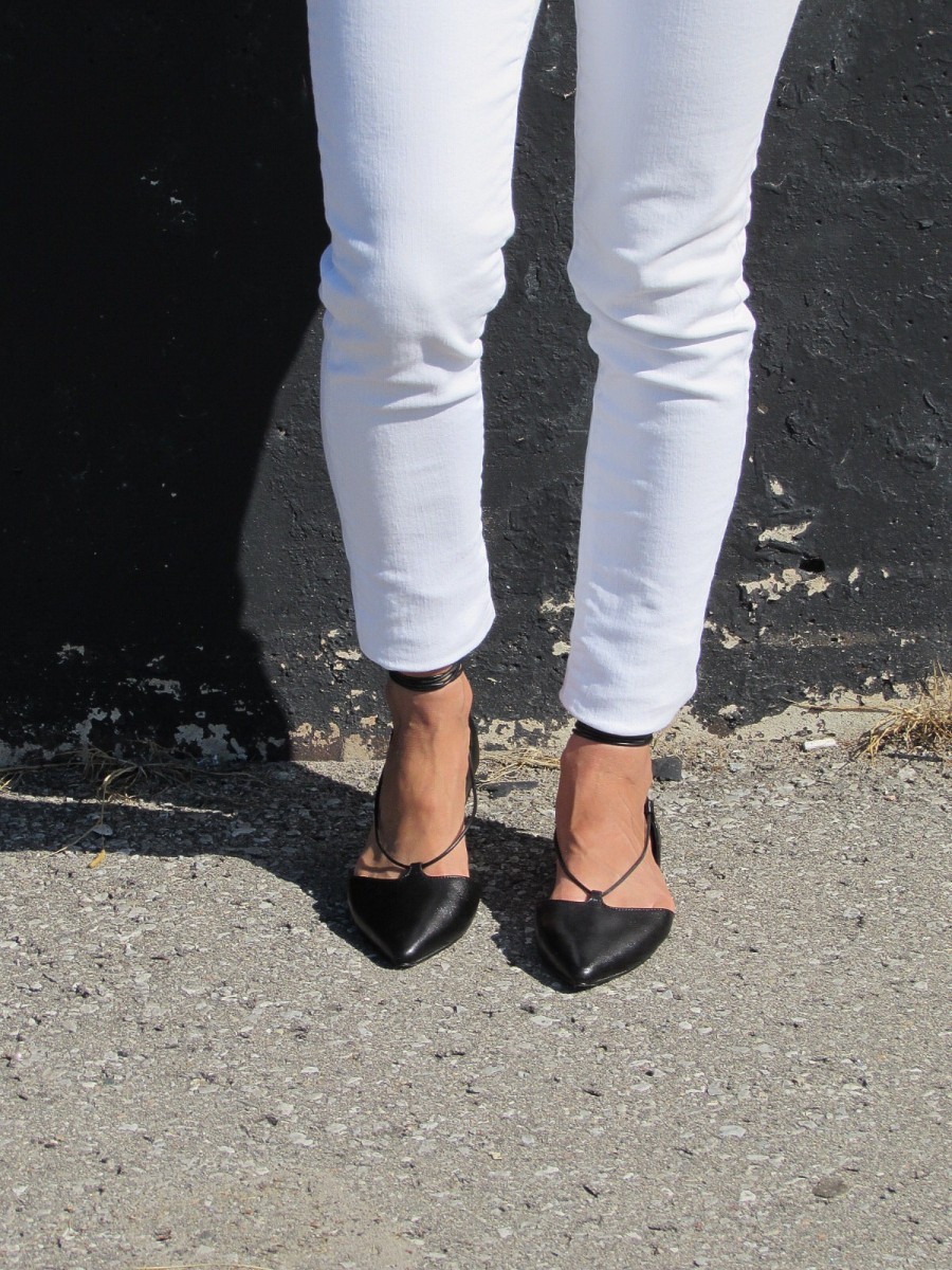 Laced up pointed toe flats