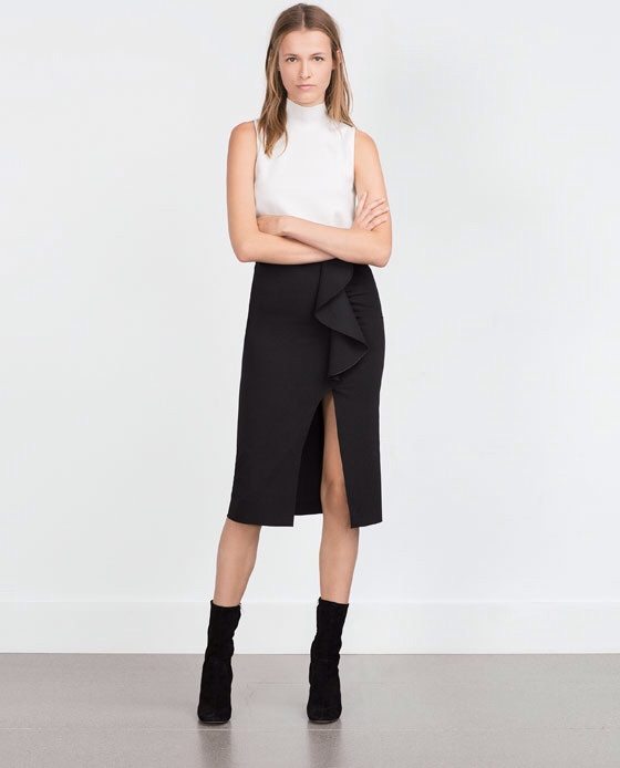 Zara Pencil Skirt with Ruffle