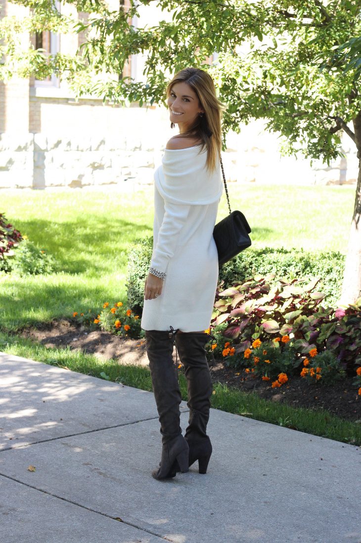 Nordstrom-Off-the-shoulder-white-sweater-dress-over-the-knee-grey-boots