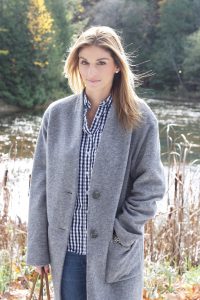 fall long grey coat from Uniqlo Yorkdale