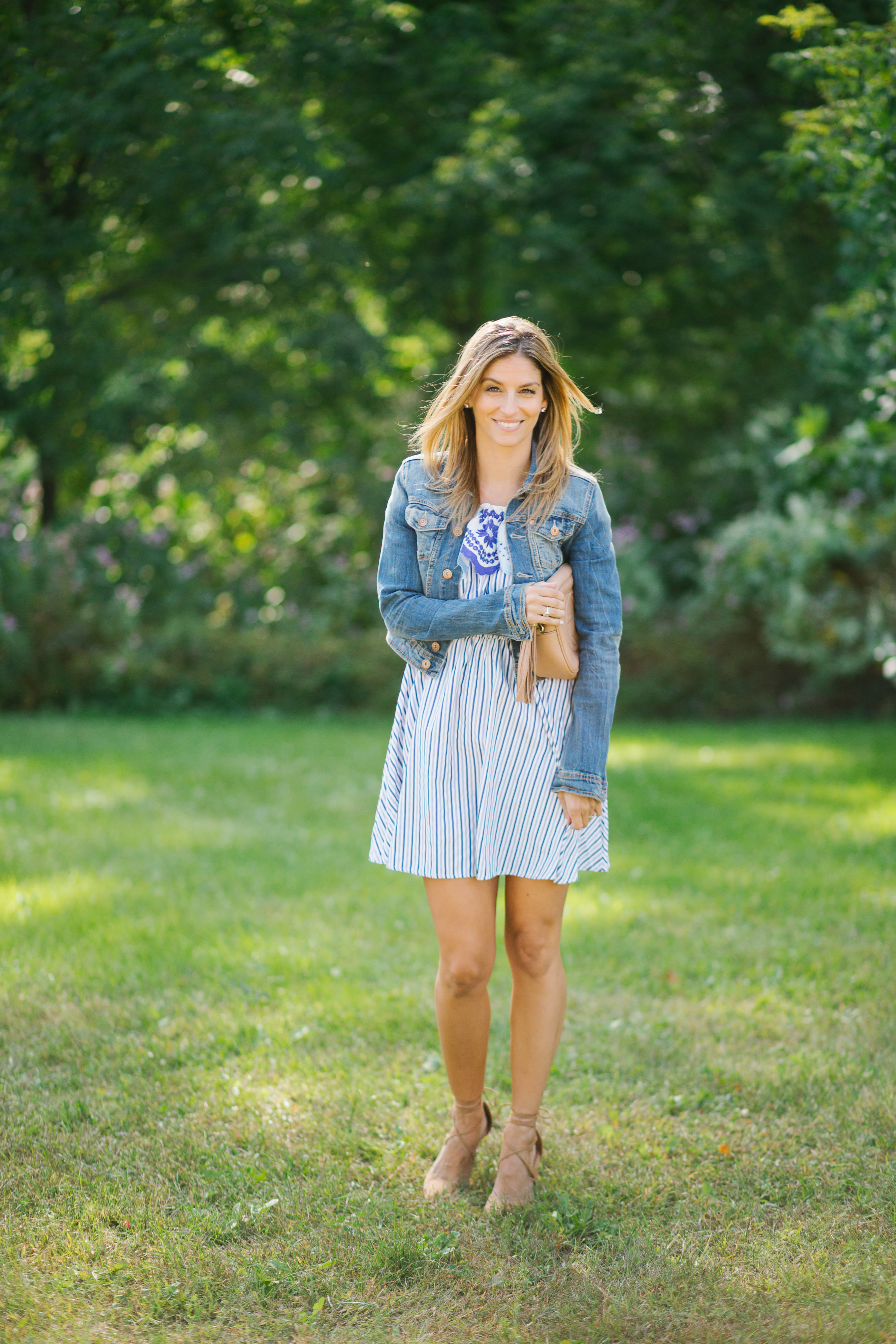 jean jacket with summer dress