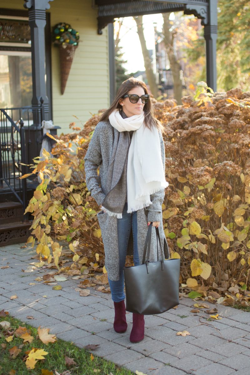 what to wear for the weekend with a long cardigan and cozy scarf sparkleshinylove Mandy Furnis