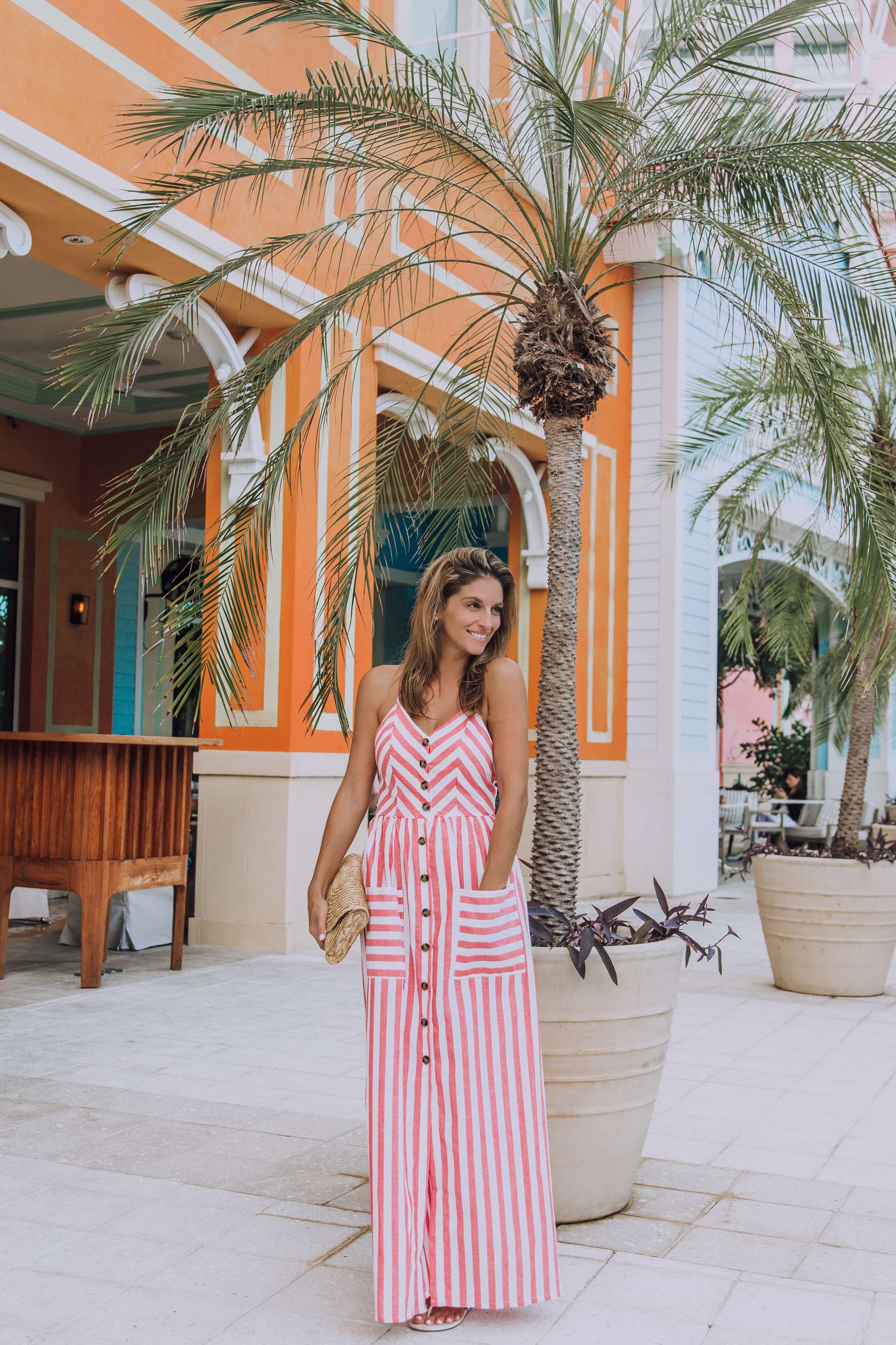 Button Up Pocket Front Striped Cami Dress shin; summer striped dress; summer maxi dress; vacation style baha mar sparkleshinylove