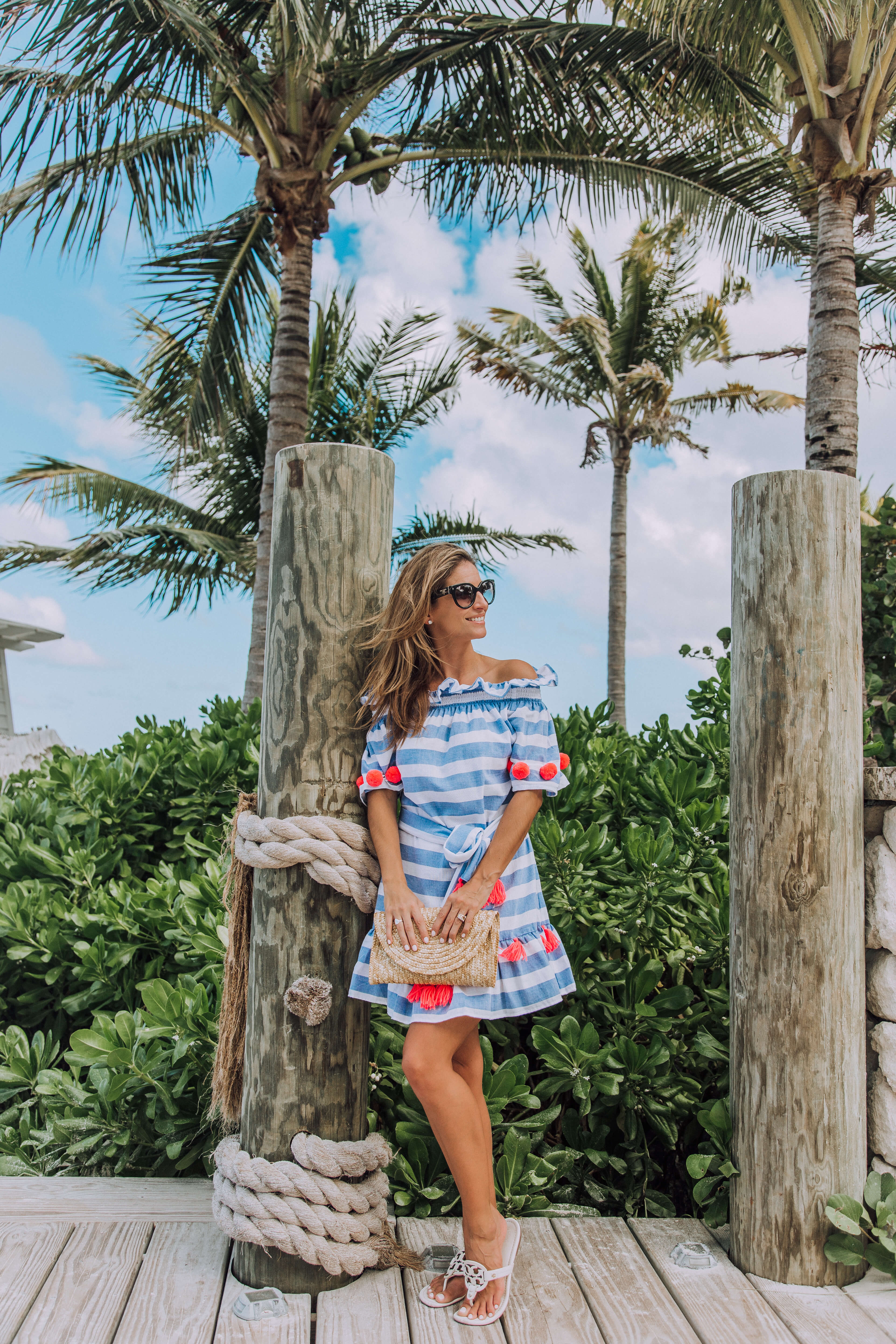 shopbop SUNDRESS Lily Striped Dress Coral Stripe; vacation style; sparkleshinylove; vacation looks; mandy furnis; bahamas baha mar