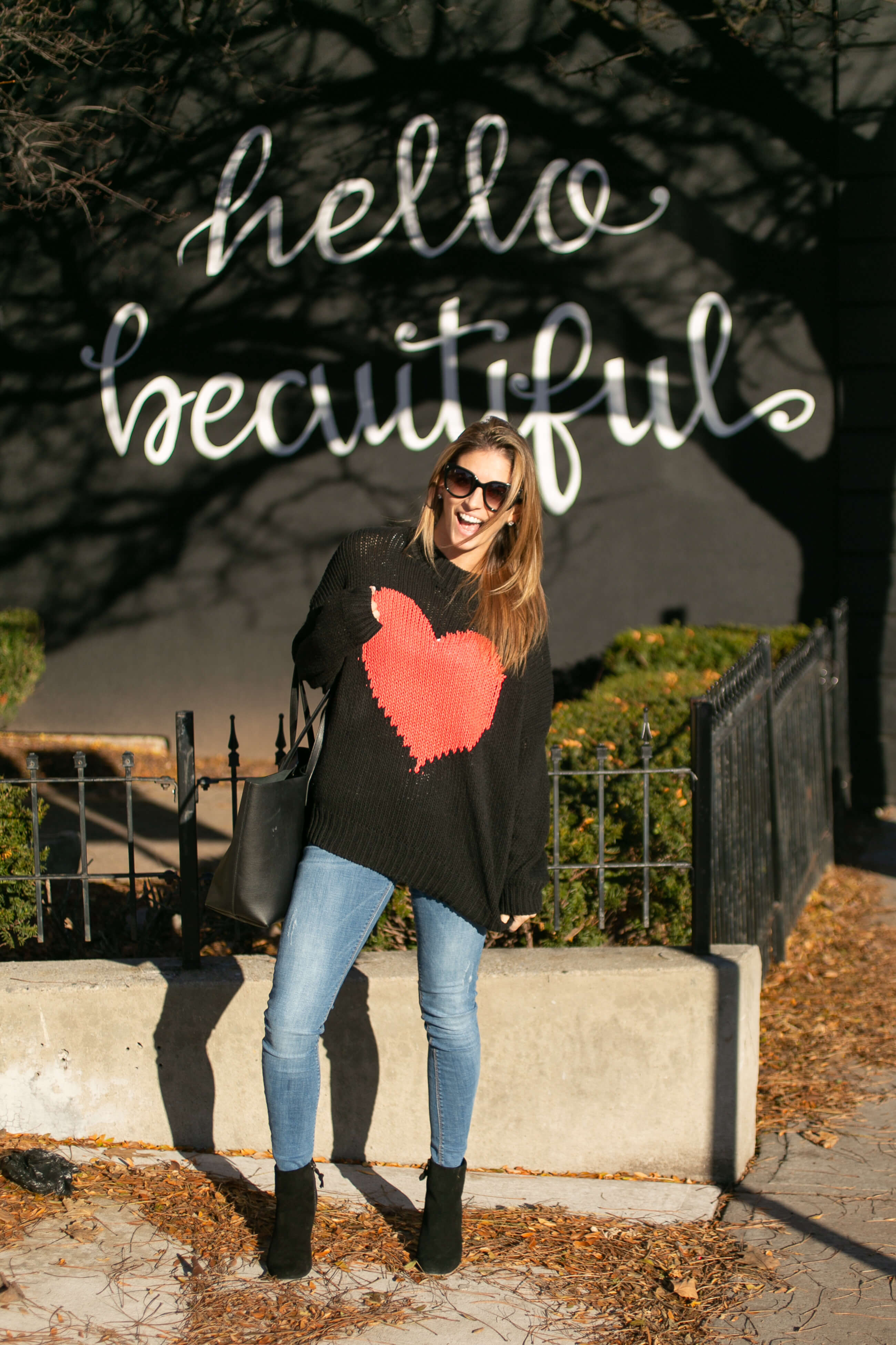 Giant heart sweater chicwish; hello beautiful wall whitby