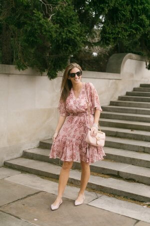Chicwish Bomb of Love Floral Chiffon Dress in Pink; pretty pink summer dresses; pink gucci bag; pink valentino rock studs; sparkleshinylove whitby blogger mandy furnis