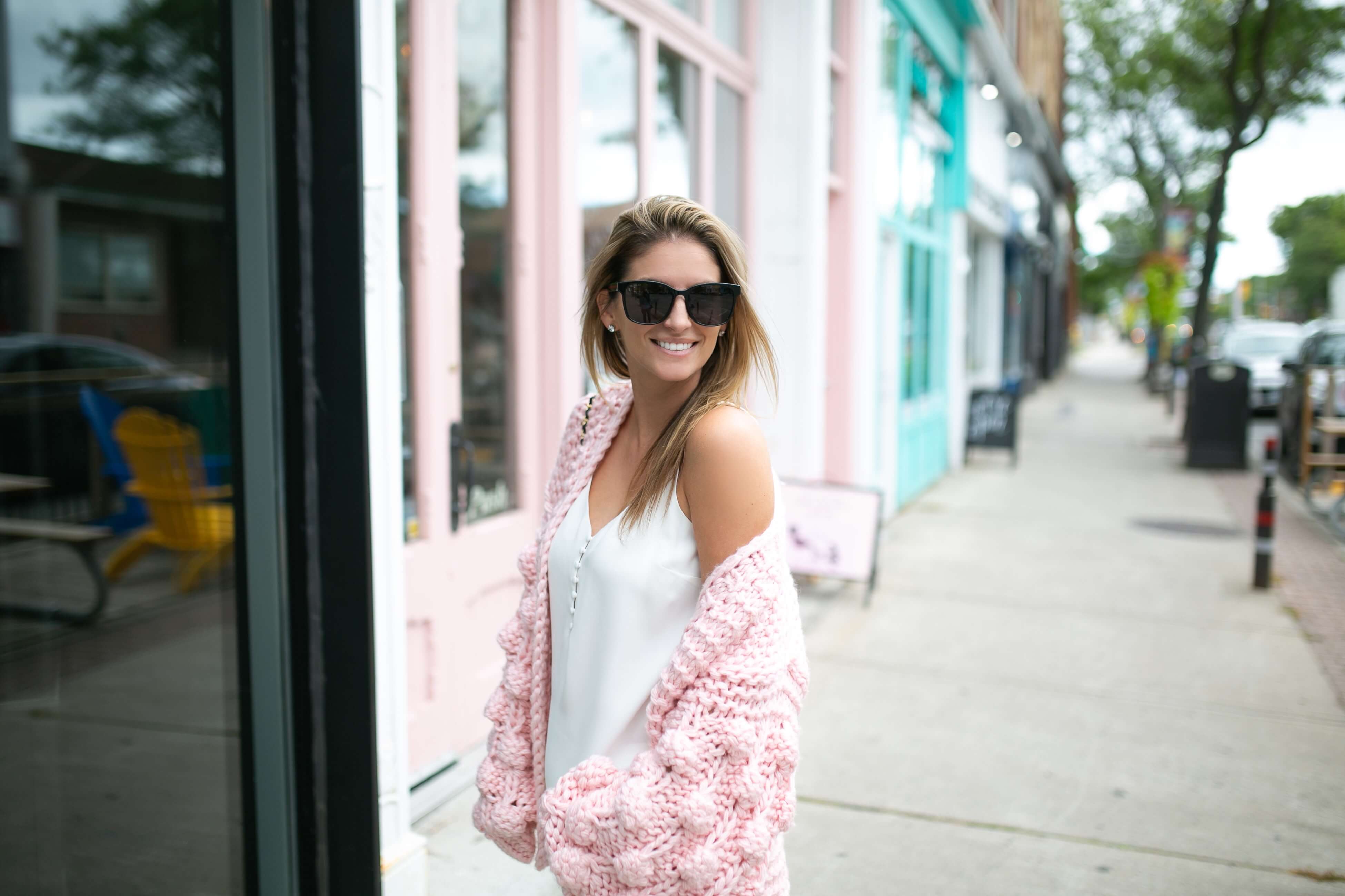 Chicwish Cuteness on Sleeves Chunky Cardigan in Candy Pink; how to style a cardigan for fall; fall outfit ideas; chunky sweater; mandy furnis sparkleshinylove