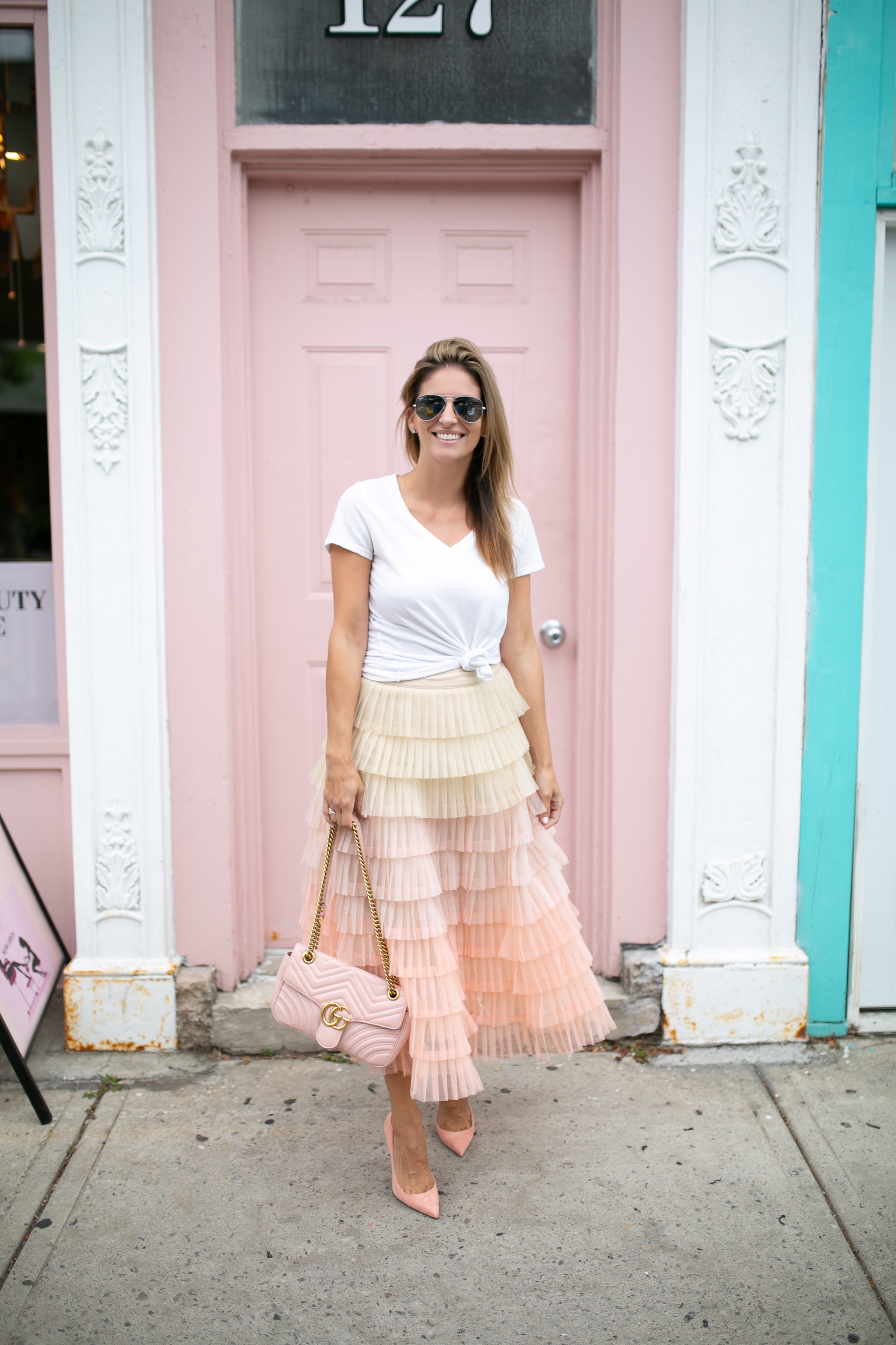Sweetest DreamChicwish Gradient Tiered Mesh Skirt; tiered maxi skirt; how to style a tulle skirt; fall fashion; durham region blogger Mandy Furnis; sparkleshinylove; whitby style blogger