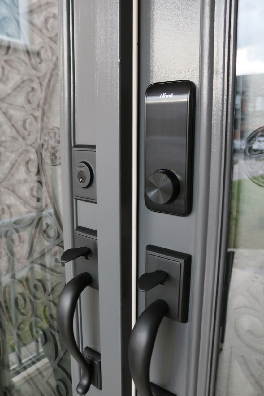 Updated front doors with Alfred Db2-b smart lock