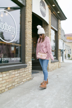 pink and pearl sweater chicwish; winter style; winter ootd; sparkleshinylove mandy furnis durham region blogger