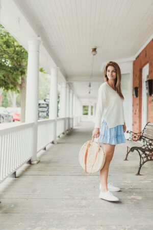 Part Two White Sweater; Summer sweater and skirt; Mandy Furnis sparkleshinylove