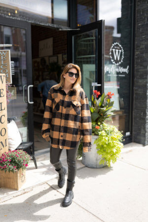 Shacket; fall style; fall outfit ideas; shacket from Turquoise Boutique Whitby