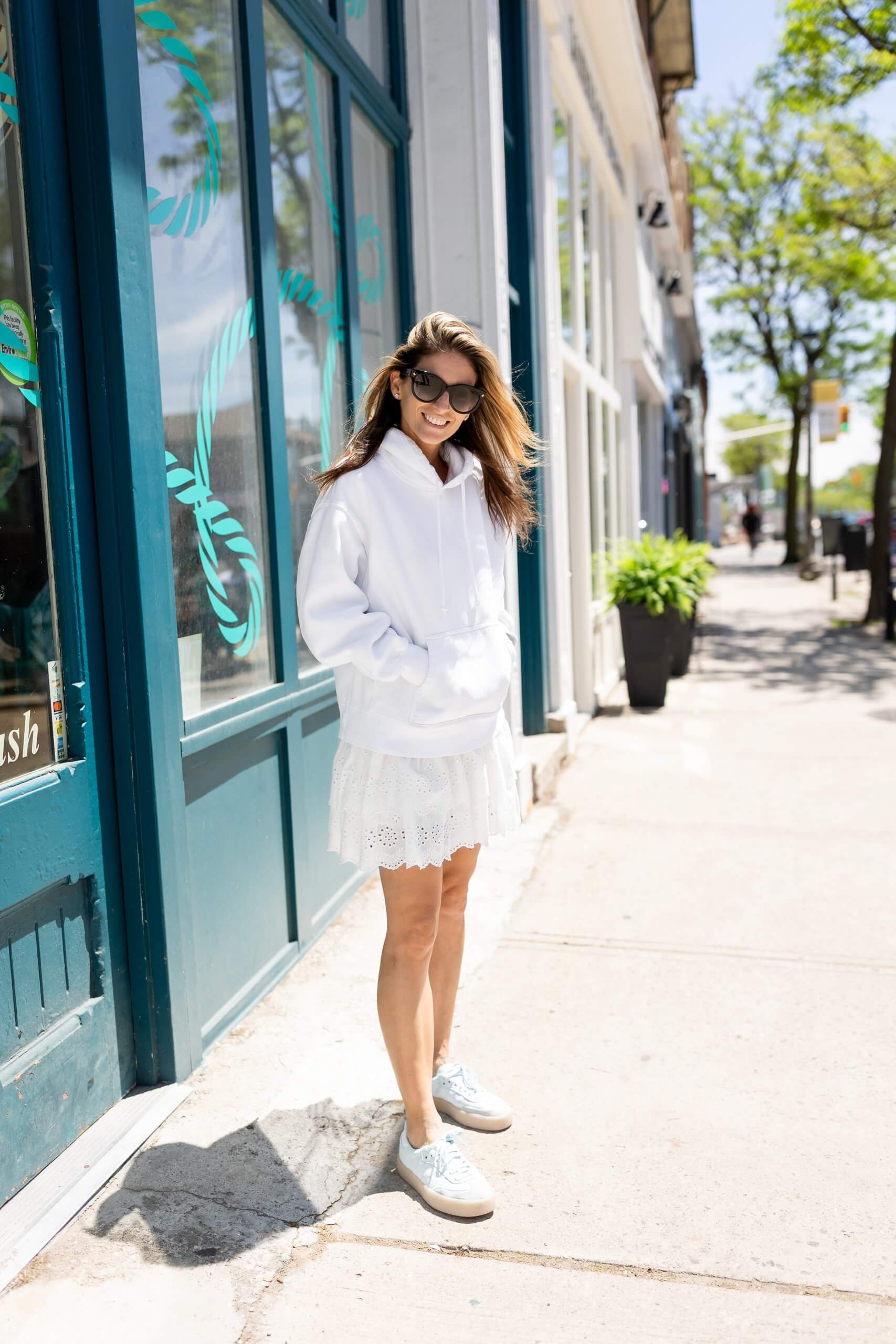 Chicwish eyelet skirt; Aritzia hoodie; Mandy furnis Durham region blogger sparkleshinylove 