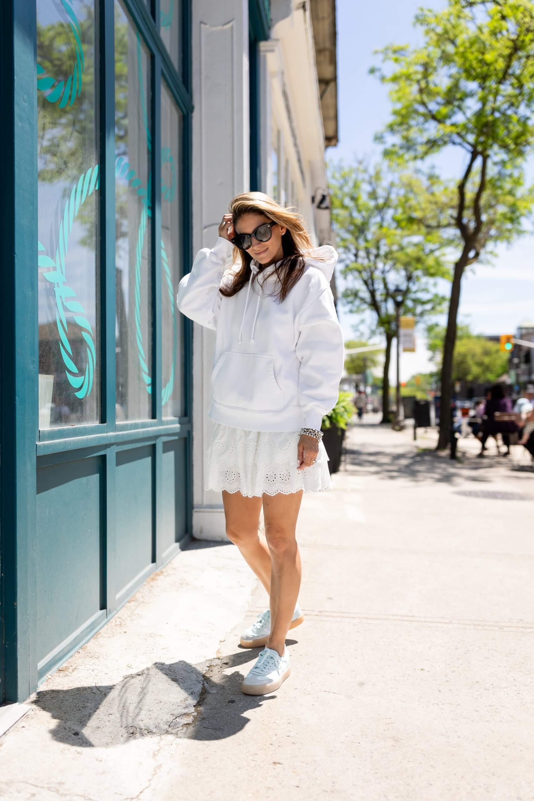 Chicwish eyelet skirt; Aritzia hoodie; Mandy furnis Durham region blogger sparkleshinylove 