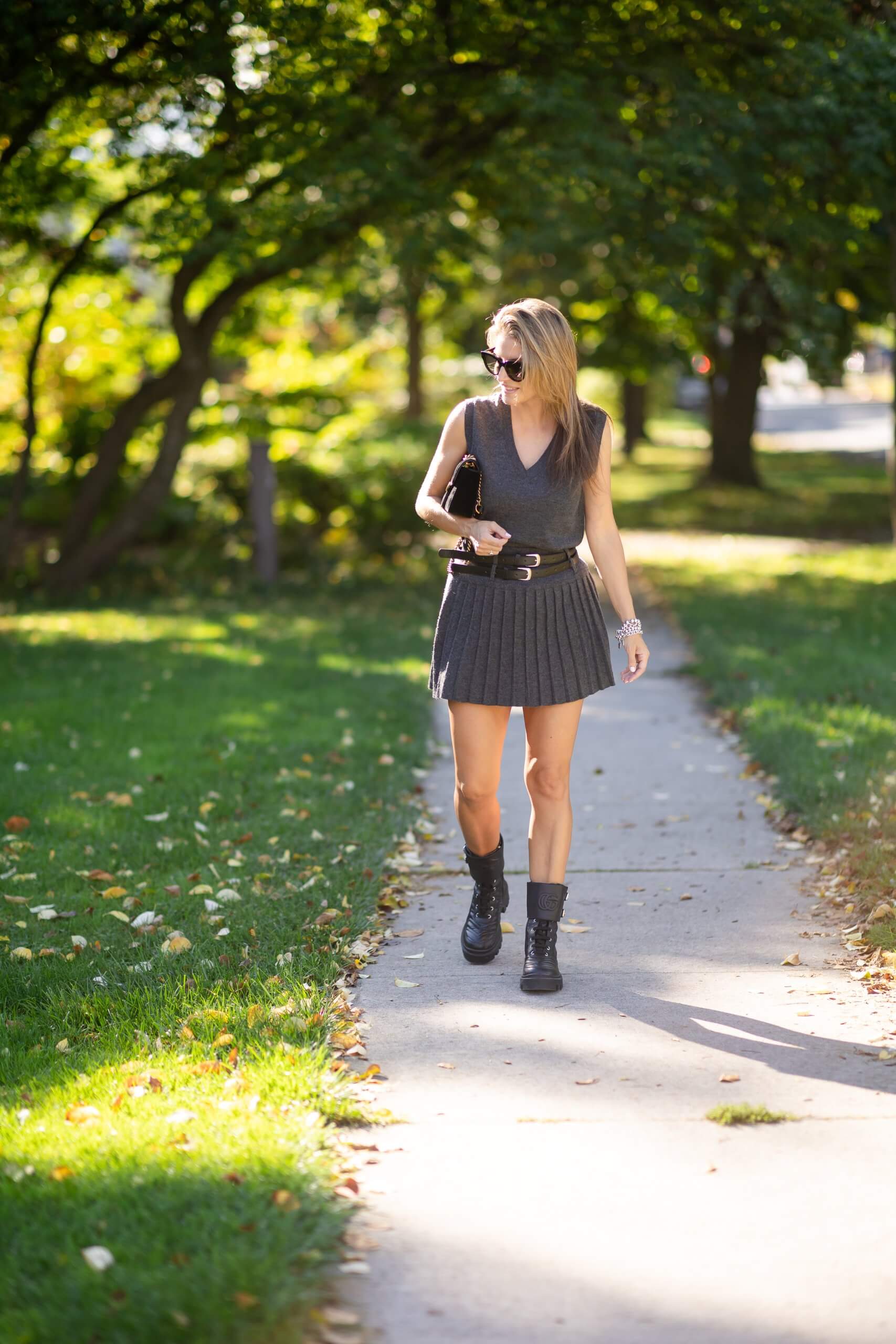 Chicwish Coordinates pleated skirt and vest, matching set from Chicwish; fall style; mandy furnis sparkleshinylove Durham Region Blogger