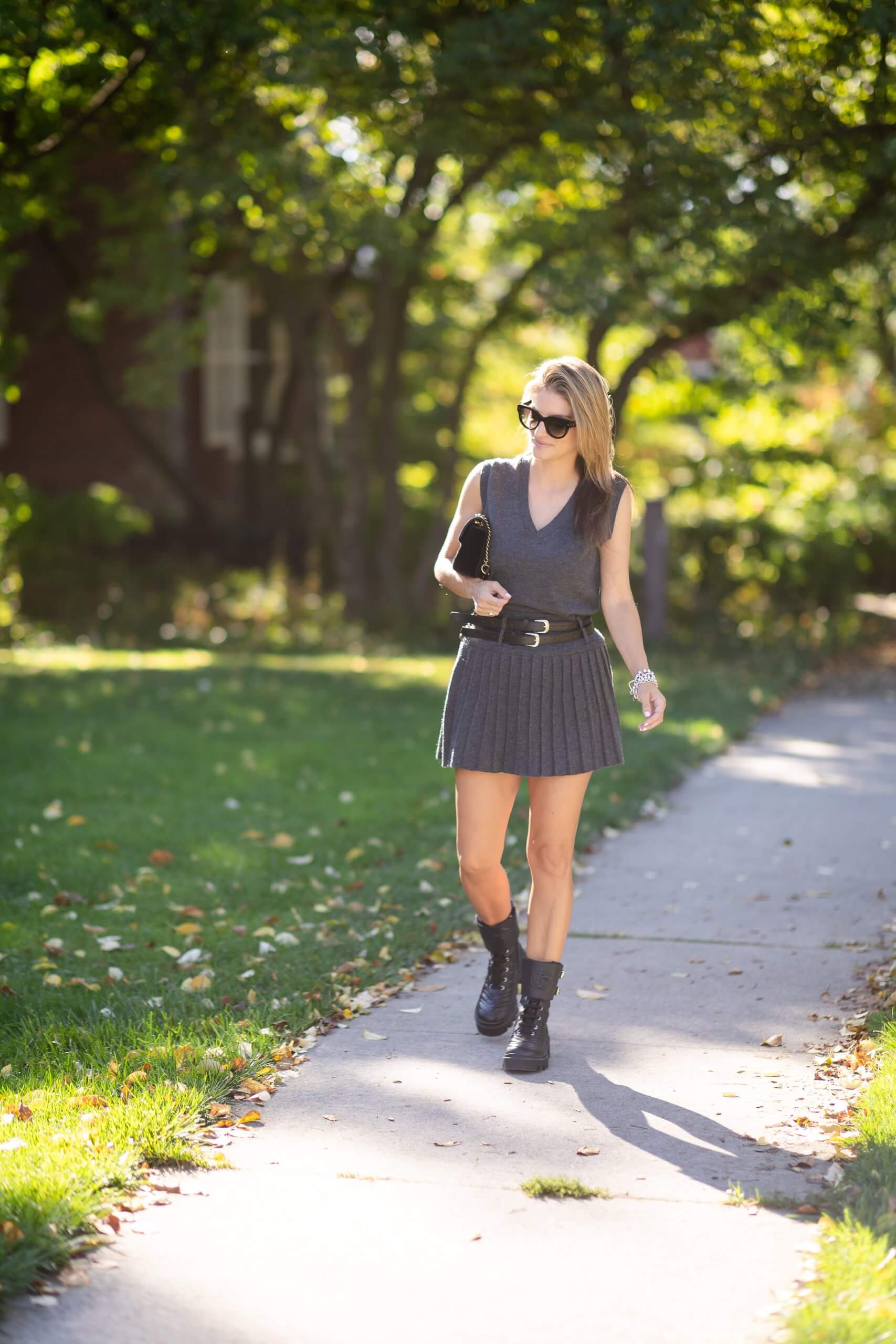 Chicwish Coordinates pleated skirt and vest, matching set from Chicwish; fall style; mandy furnis sparkleshinylove Durham Region Blogger