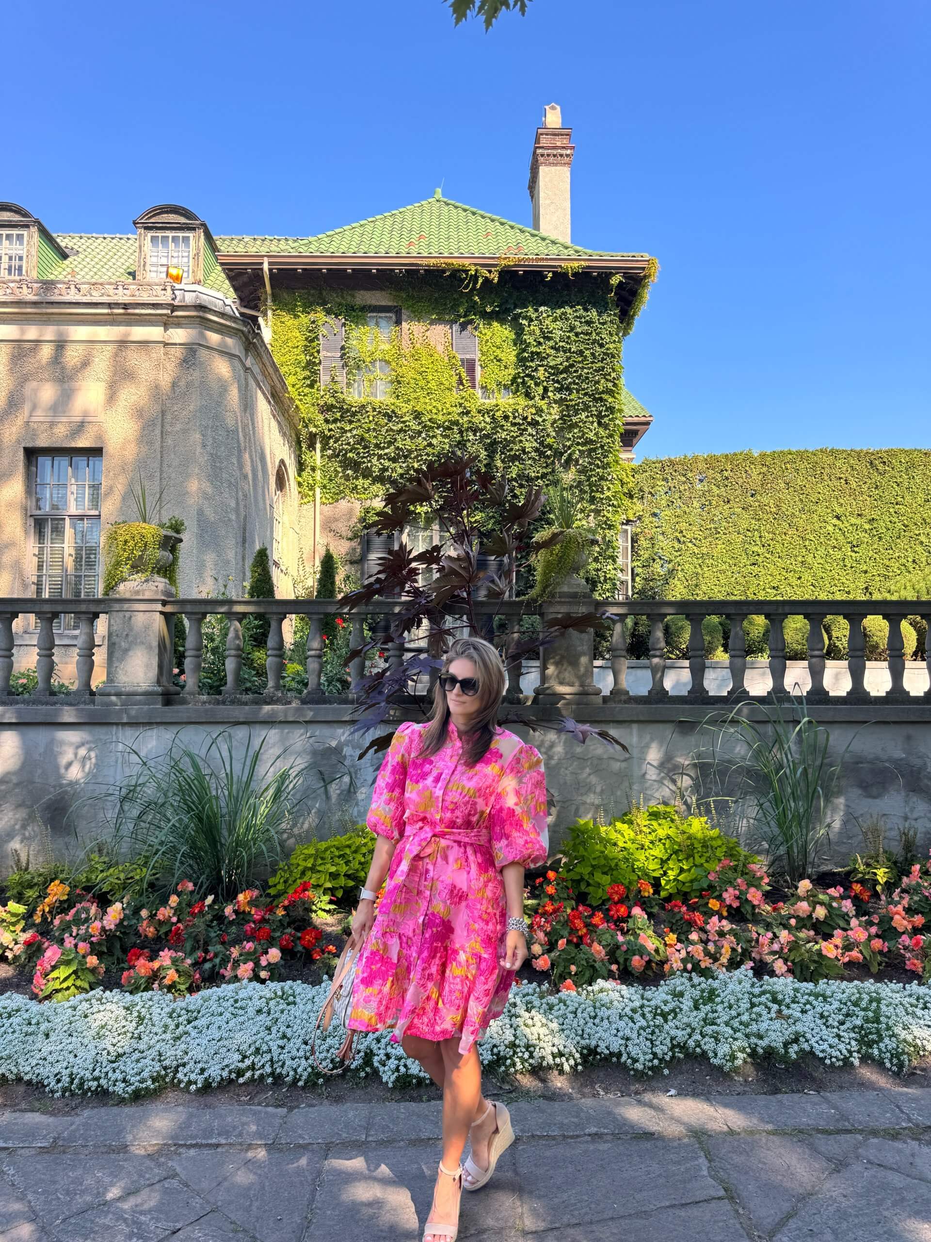 Chicwish Floral Jacquard Puff Sleeves Organza Buttoned Belted Dolly Dress; fall dress; fall style; fall style inspiration