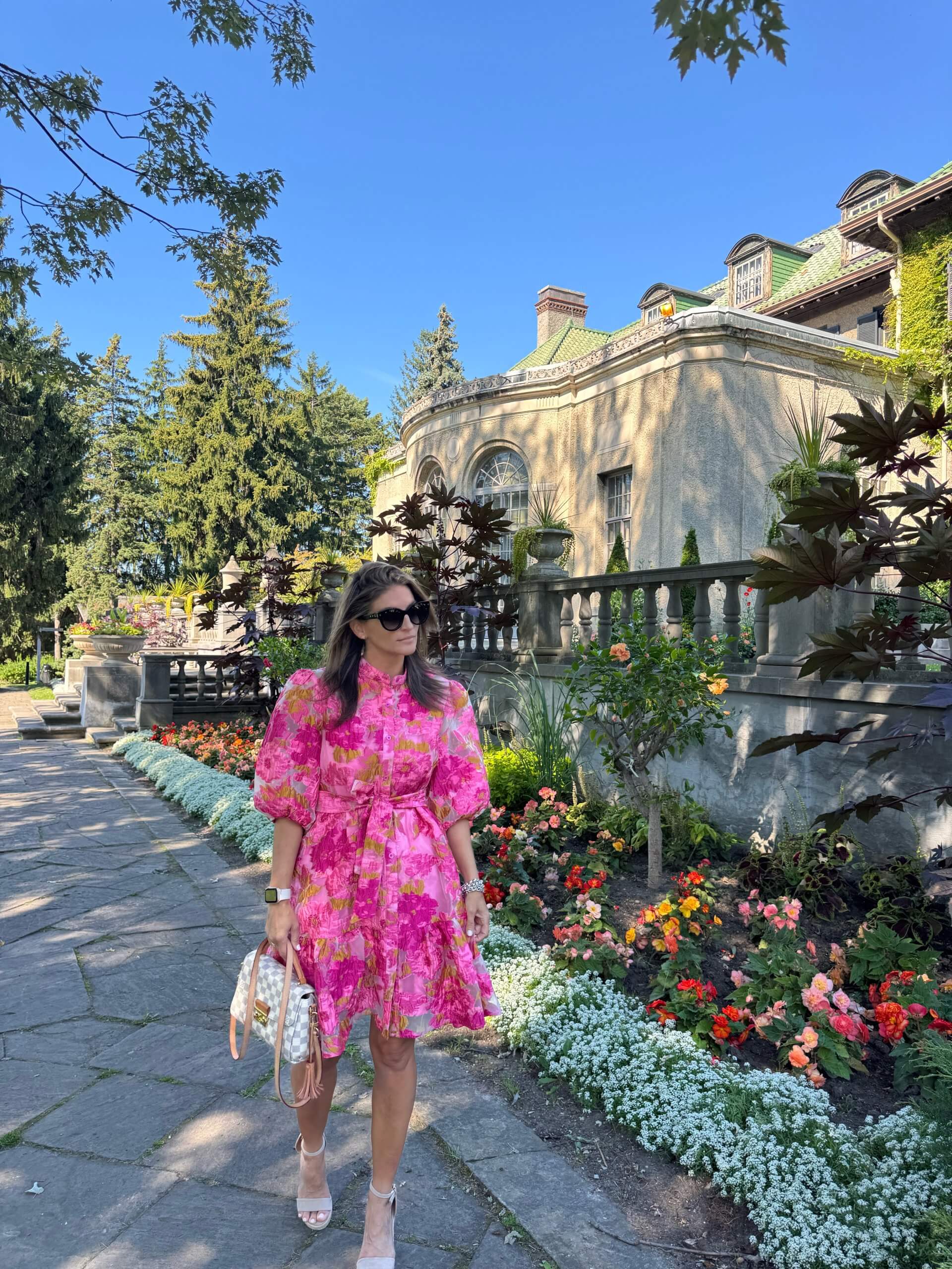 Chicwish Floral Jacquard Puff Sleeves Organza Buttoned Belted Dolly Dress; fall dress; fall style; fall style inspiration