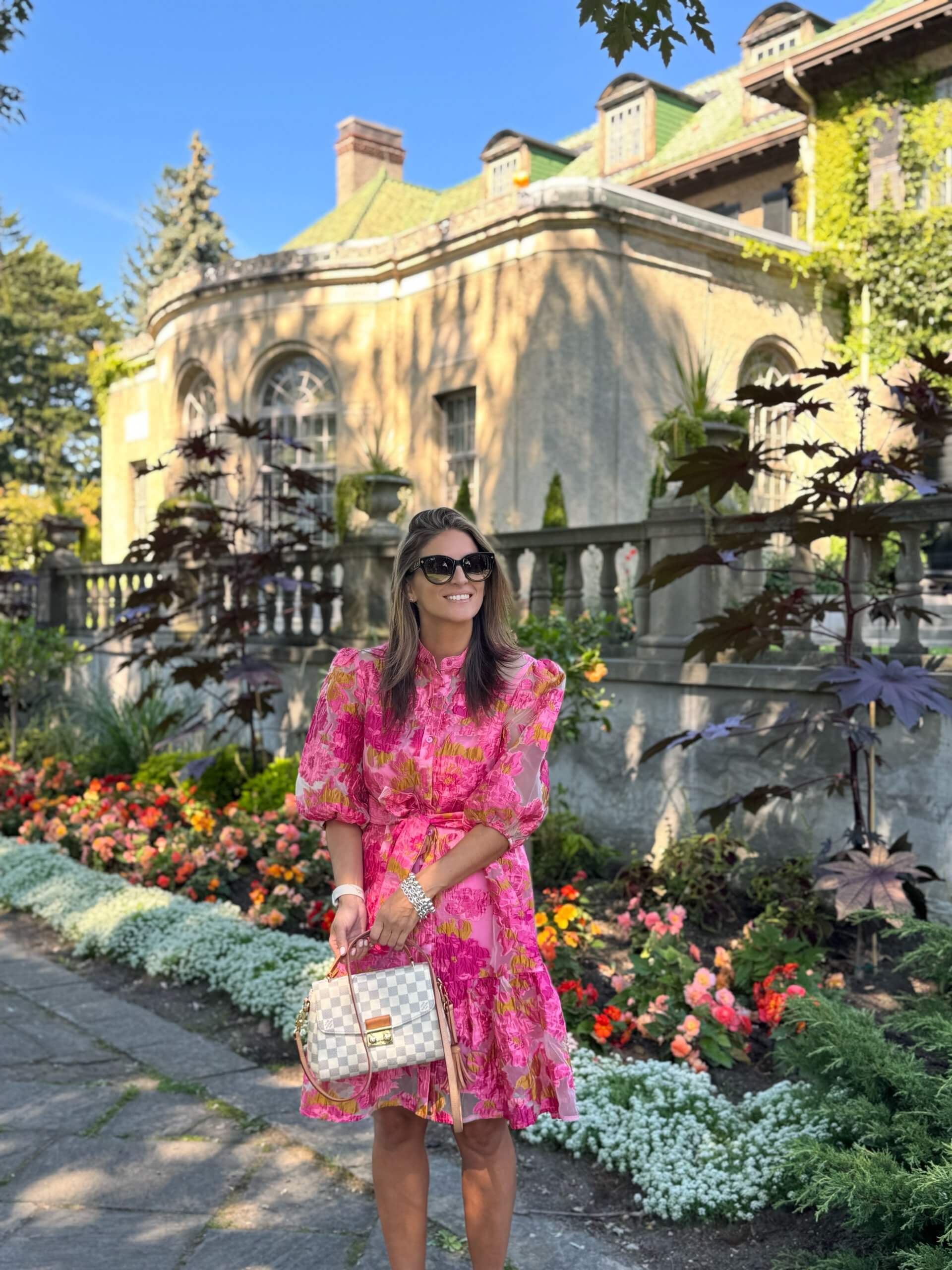 Chicwish Floral Jacquard Puff Sleeves Organza Buttoned Belted Dolly Dress; fall dress; fall style; fall style inspiration