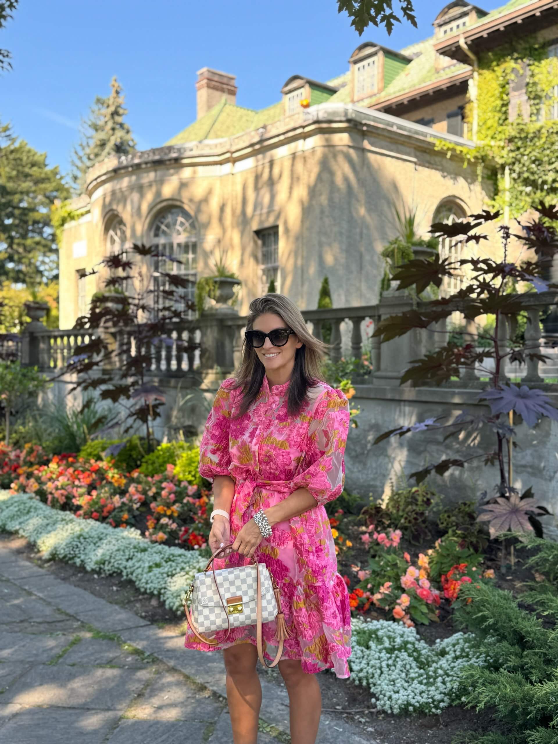 Chicwish Floral Jacquard Puff Sleeves Organza Buttoned Belted Dolly Dress; fall dress; fall style; fall style inspiration