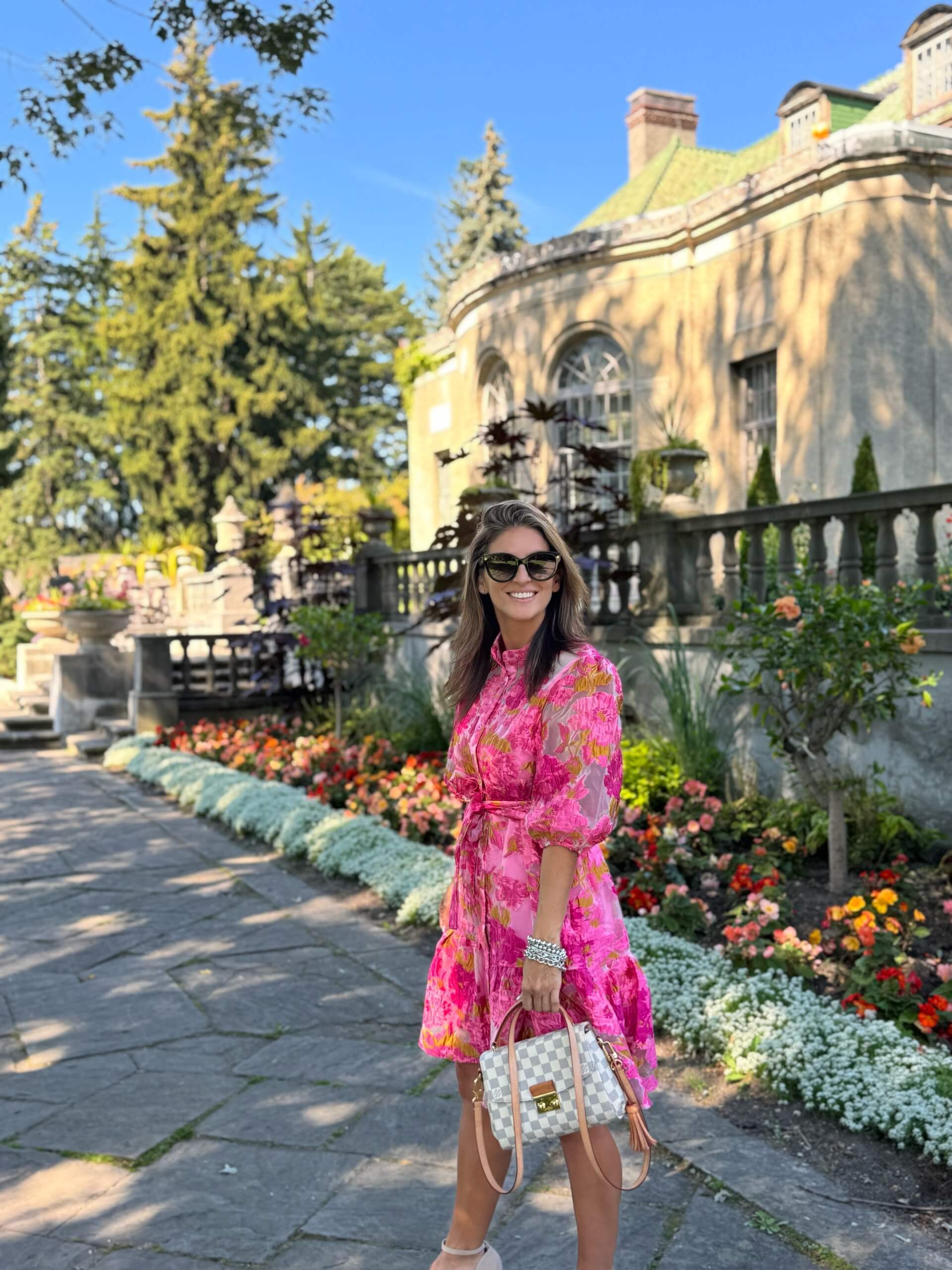 Chicwish Floral Jacquard Puff Sleeves Organza Buttoned Belted Dolly Dress; fall dress; fall style; fall style inspiration