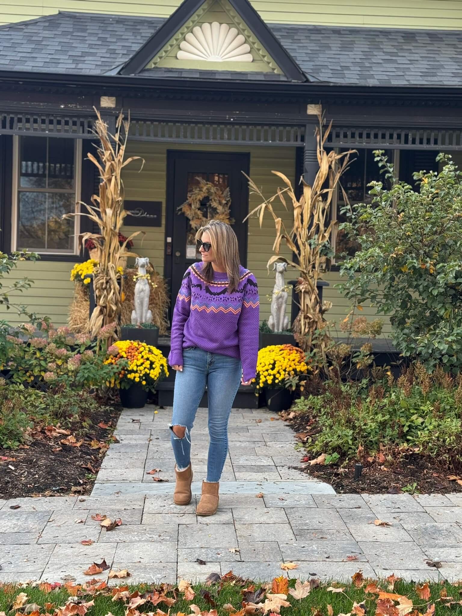 Halloween sweater with bats from Chicwish; Halloween sweater