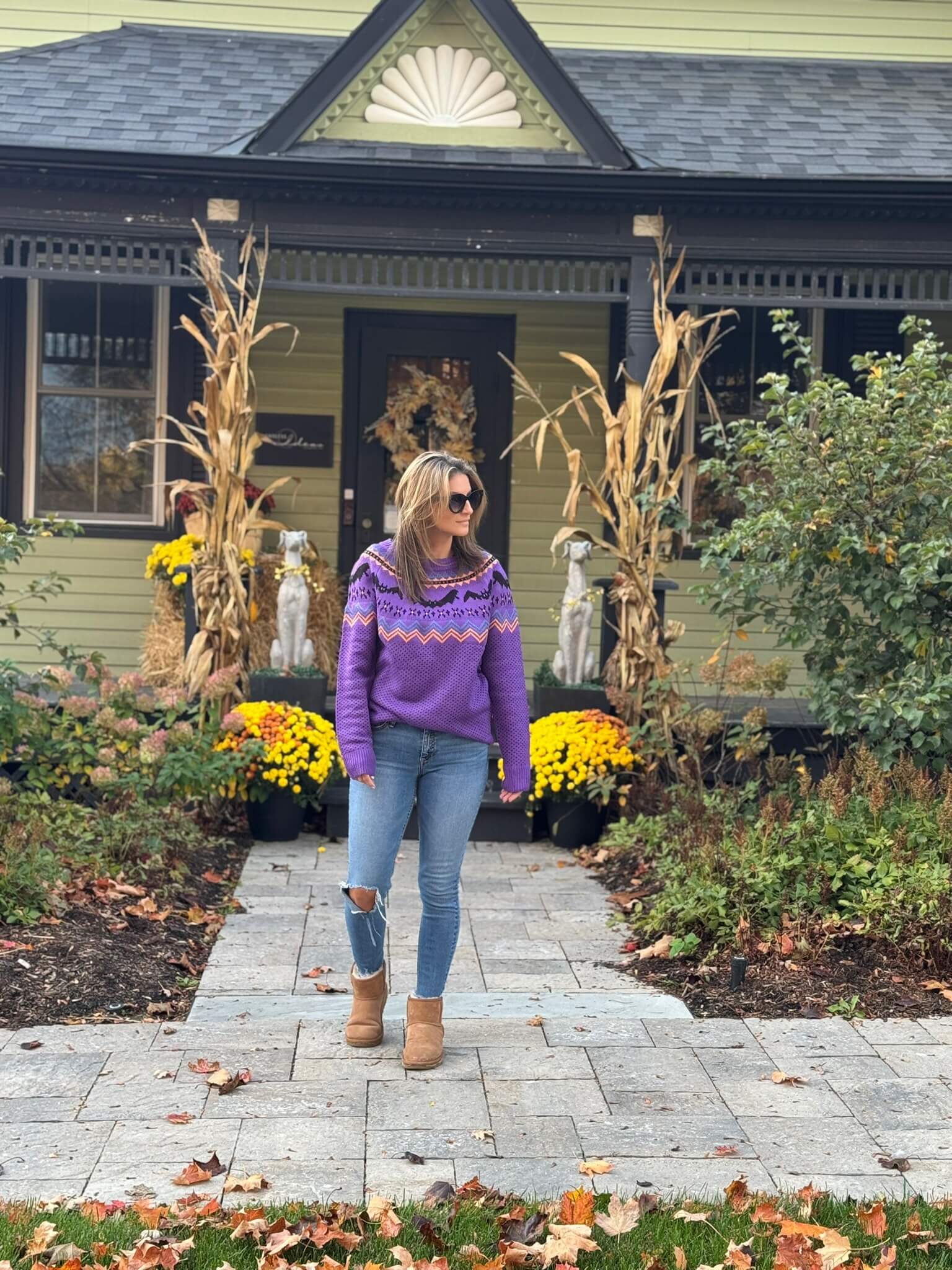 Halloween sweater with bats from Chicwish; Halloween sweater