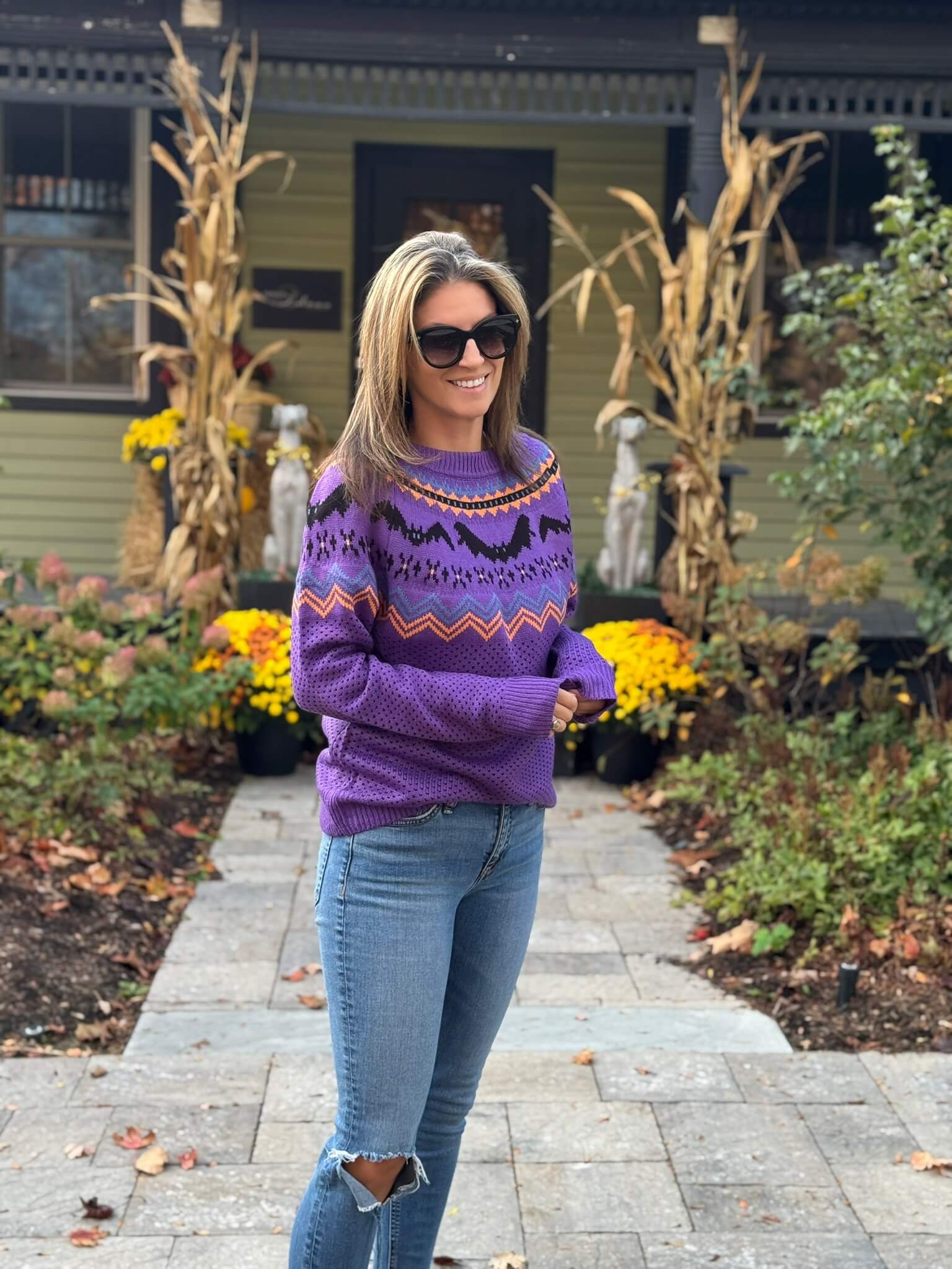 Halloween sweater with bats from Chicwish; Halloween sweater