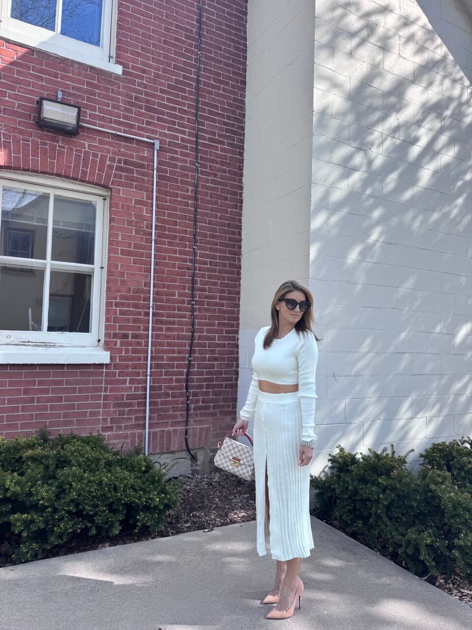 knit sweater set chicwish; ribbed white sweater set; spring style chicwish; mandy furnis sparkleshinylove durham region blogger
