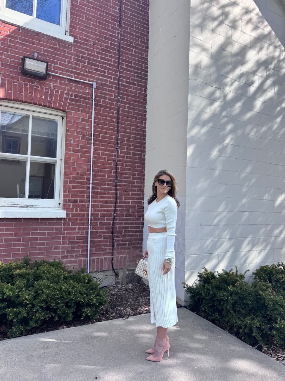 knit sweater set chicwish; ribbed white sweater set; spring style chicwish; mandy furnis sparkleshinylove durham region blogger