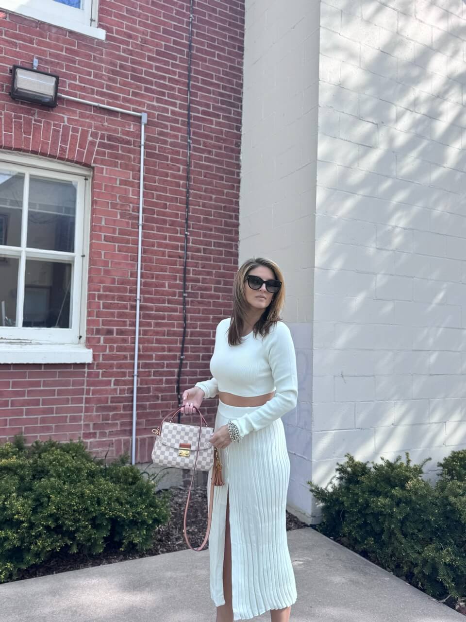 knit sweater set chicwish; ribbed white sweater set; spring style chicwish; mandy furnis sparkleshinylove durham region blogger