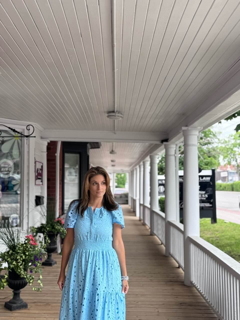 Blue eyelet maxi dress Chicwish; summer dress Chicwish; Durham region blogger sparkleshinylove Mandy