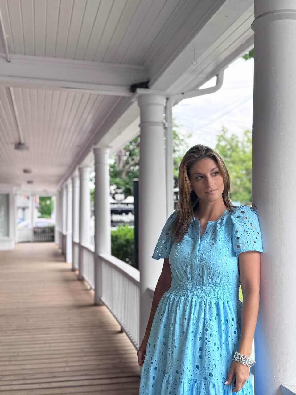 Blue eyelet maxi dress Chicwish; summer dress Chicwish; Durham region blogger sparkleshinylove Mandy